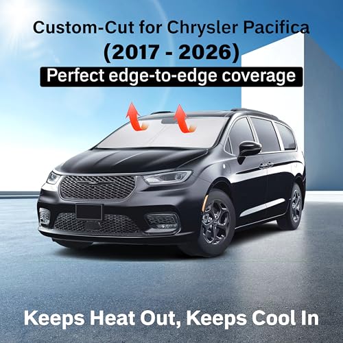 Image of EcoNour Windshield Sunshade for Chrysler Pacifica 2017-2024 2025 2026, Sun Visor for Front Windshield & Window Sun Shade Cover, UV Heat Blocker & Protector, Car Accessories