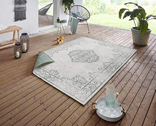 NORTHRUGS In- und Outdoor Teppich Cebu 80x150cm - Wendeteppich Wetterfest Orientalisches Vintage Design Läufer für Balko...