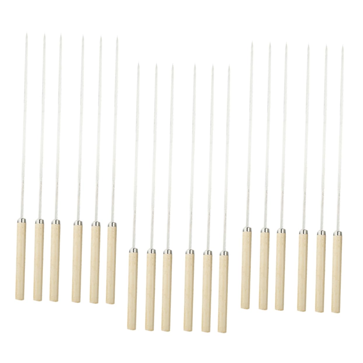 OFFSCH Grill Tools 50pcs Bbq Forks Wooden Handle Stainless Steel Bbq Meat Forks Non-slip Easy to Clean for Cheese Meat Fruit Corn