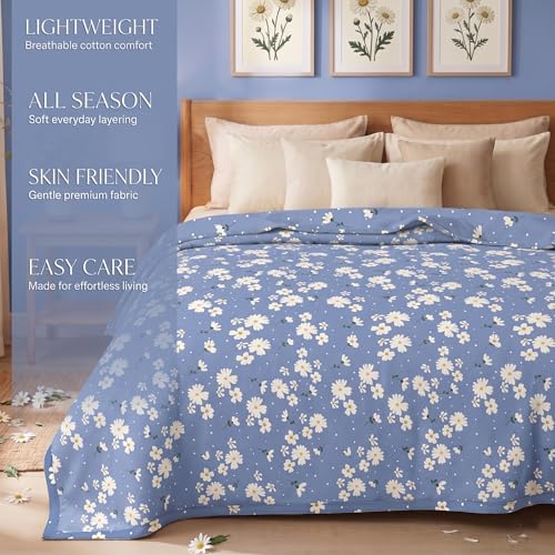 Image of BSB HOME 280 GSM Reversible Dohar for Double Bed, Ultra Soft Microfiber AC Blanket, Lightweight All Season Blanket, Breathable, Skin Friendly, 85 x 88 Inches (216 x 224 cm) - Periwinkle Blue