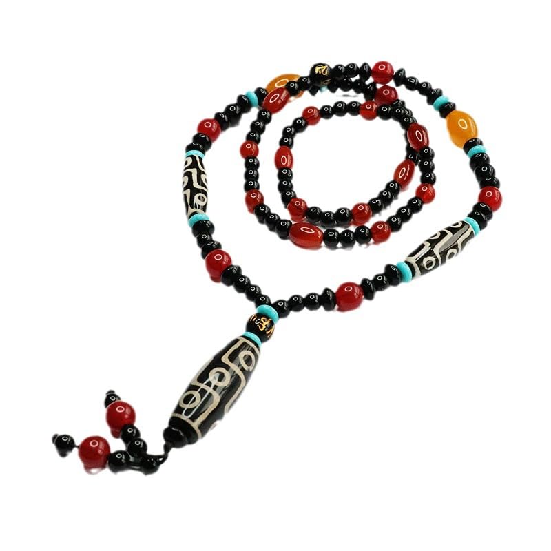 Amazon.com: 西藏九眼天珠项链玛瑙玉髓套链彩宝珠宝饰品: Health