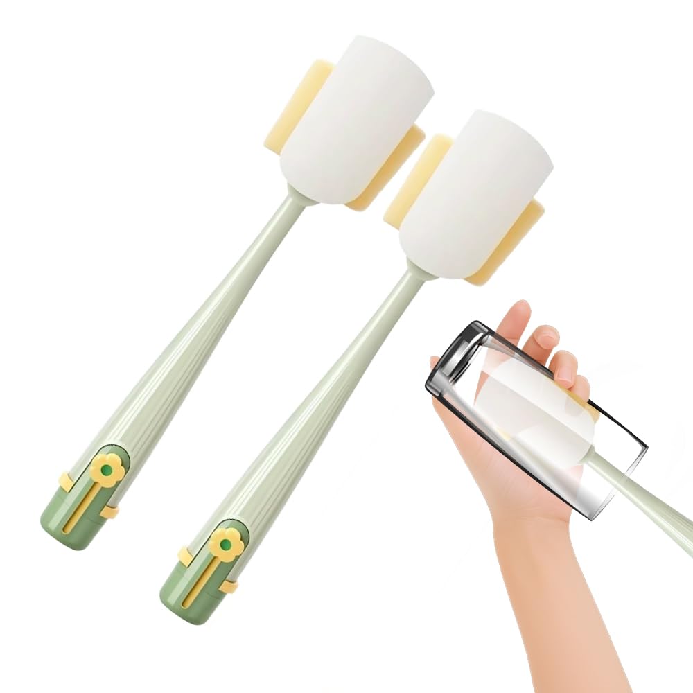 5-in-1 Bottle Cleaning Brush 2026 New Flower-shaped Multifunctional Cup Brush Long Handle Water Bottle Cleaner Brush with Sponge