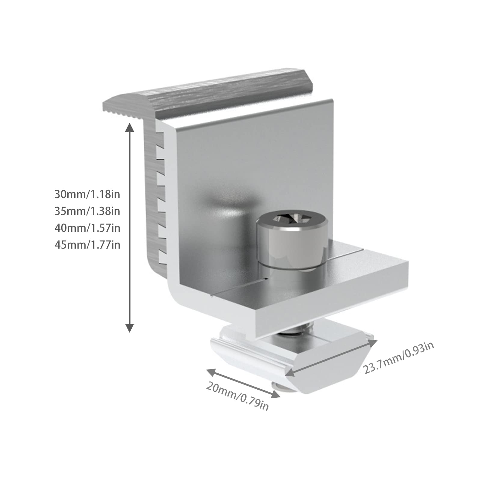 Lot De 4 Supports De Panneau Solaire - 30 Mm - Borne D'extrémité Réglable - Pinces De Fixation Pour Camping-cars, Toits, Modules PV - Pince Solaire Réglable - Noir