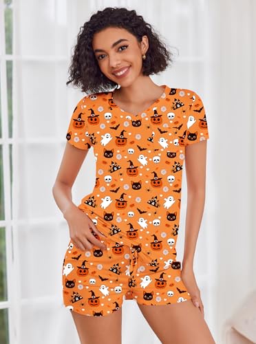 Image of Ekouaer Womens Pajama Sets Short Sleeve Pajamas for Women Sets Soft Lounge Sets Casual V Neck Sleepwear PJS