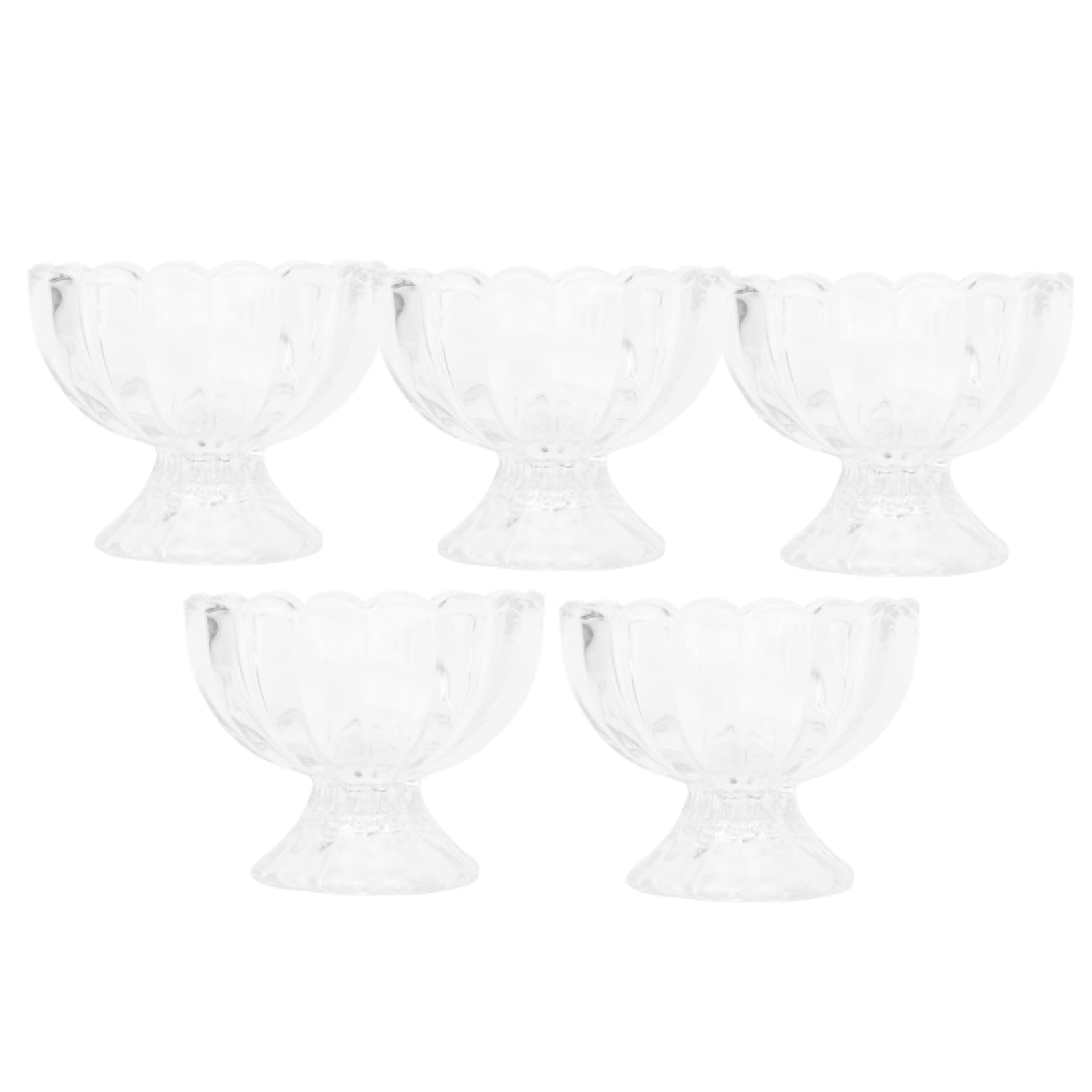 TEHAUX 5pezzi Coppette Gelato Vetro Trasparente Tazza di Loto per Budino e Gelato Ciotole da Usare come Tazza Ciotola per Yogurt