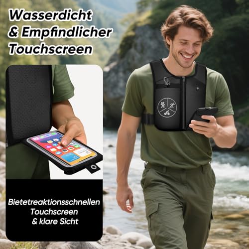 ZOOYAUE Laufweste für Damen und Herren,Verstellbare atmungsaktive Laufweste mit 500ml Trinkflasche, Reflektierender Trinkrucksack mit Handyhalterung, Leichter Laufrucksack Trinkrucksack