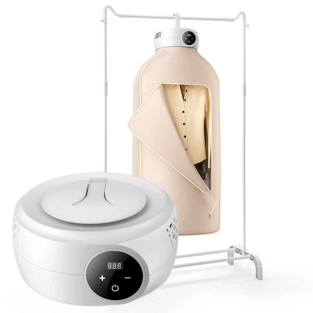 LKHLTBF Portable Clothes Dryer w/Dryer Bag Clothing Dryer Multifunctional Intelligent 600W Foldable Mini Dryer 5-H Timer LED Display for Apartments Dorms RVs or Hotels Travel A