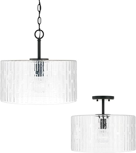 Vista 11 de Capital Lighting 241311AD Emerson - Lámpara de techo convertible de vidrio sembrado en relieve/semiempotrada, 1 luz de 100 vatios, 14 pulgadas