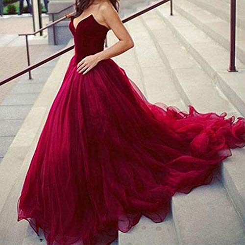 Lemai V Neck Velvet and Tulle Long Ball Gown Corset Formal Evening Prom Dresses3