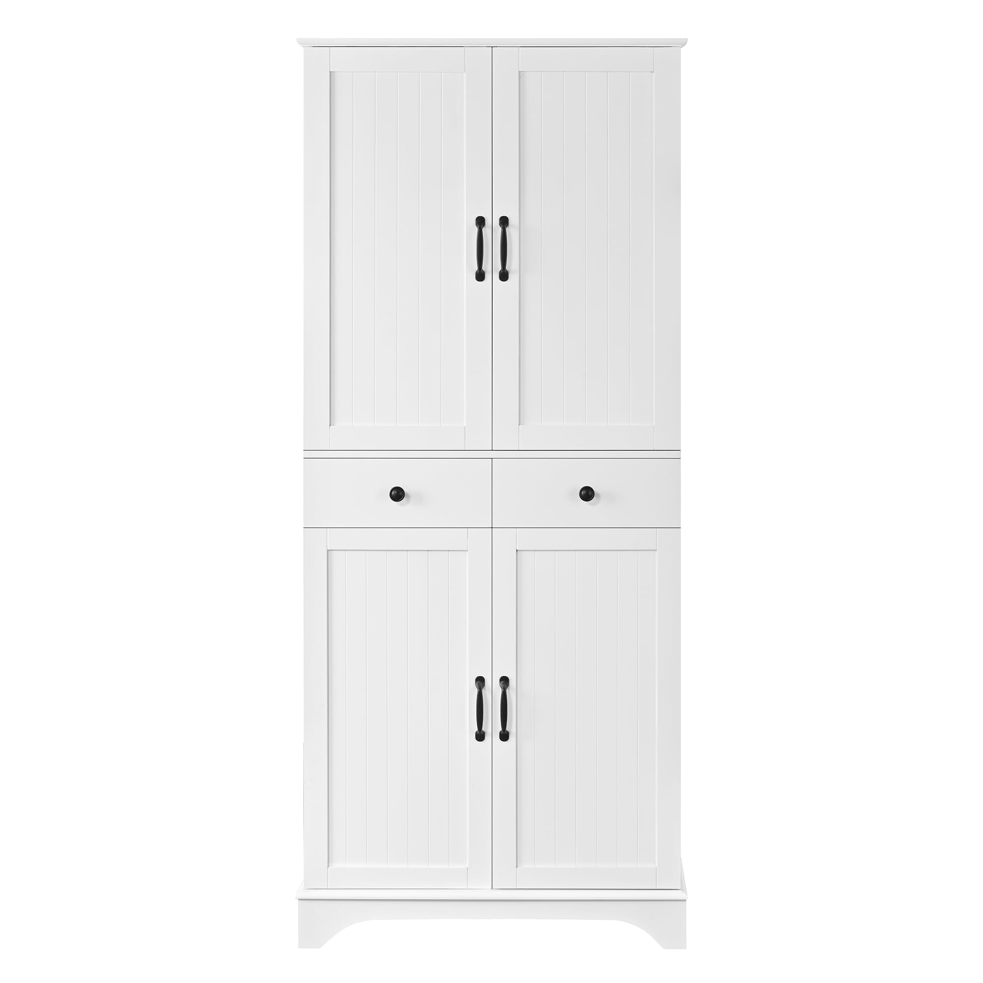 Armario alto con estantes ajustables y cajones, estantería con estantes extensibles y puertas de frigorífico, ideal para comedor, salón y cocina (color blanco)