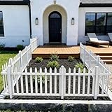 Bynbbur 2 Panels White Picket Fence 42' W x 36' H Garden Picket Fence Panel for Soft Ground Outdoor Decorative PVC Fence for Patio Yard Pool Dog Fencing (20 Pickets, Straight)