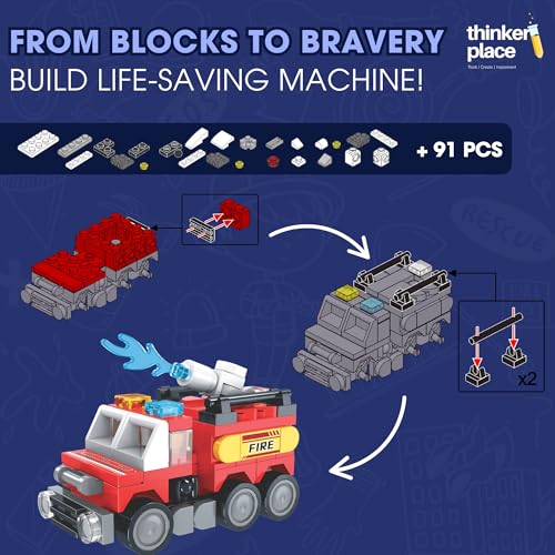 Image of 8-in-2 Fire Vanguard Fire Sprinkler (91 Pieces) | Learn About Fire Fighters | Building Block Set for Kids Age 6+ | STEM Educational Toy | Build, Collect & Create Robot or Fire Truck