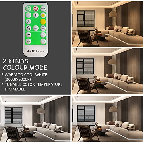 Guotong 50Ft Tunable White Led Strip Lights Kit Dimmable 3000K-6000K, 900 Leds Flexible Vanity Mirror Light For Stage Bedroom Party House Kitchen Stair Living Room Ceiling Daylight Warm White #TOP5