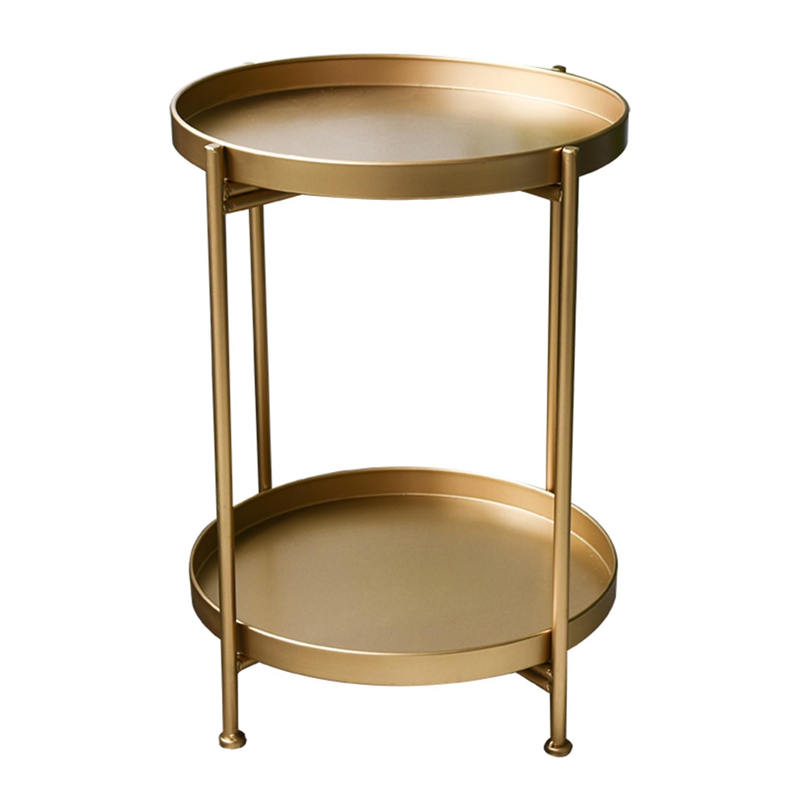 Table d'appoint ronde en fer à 2 niveaux pliante pour salon et chambre