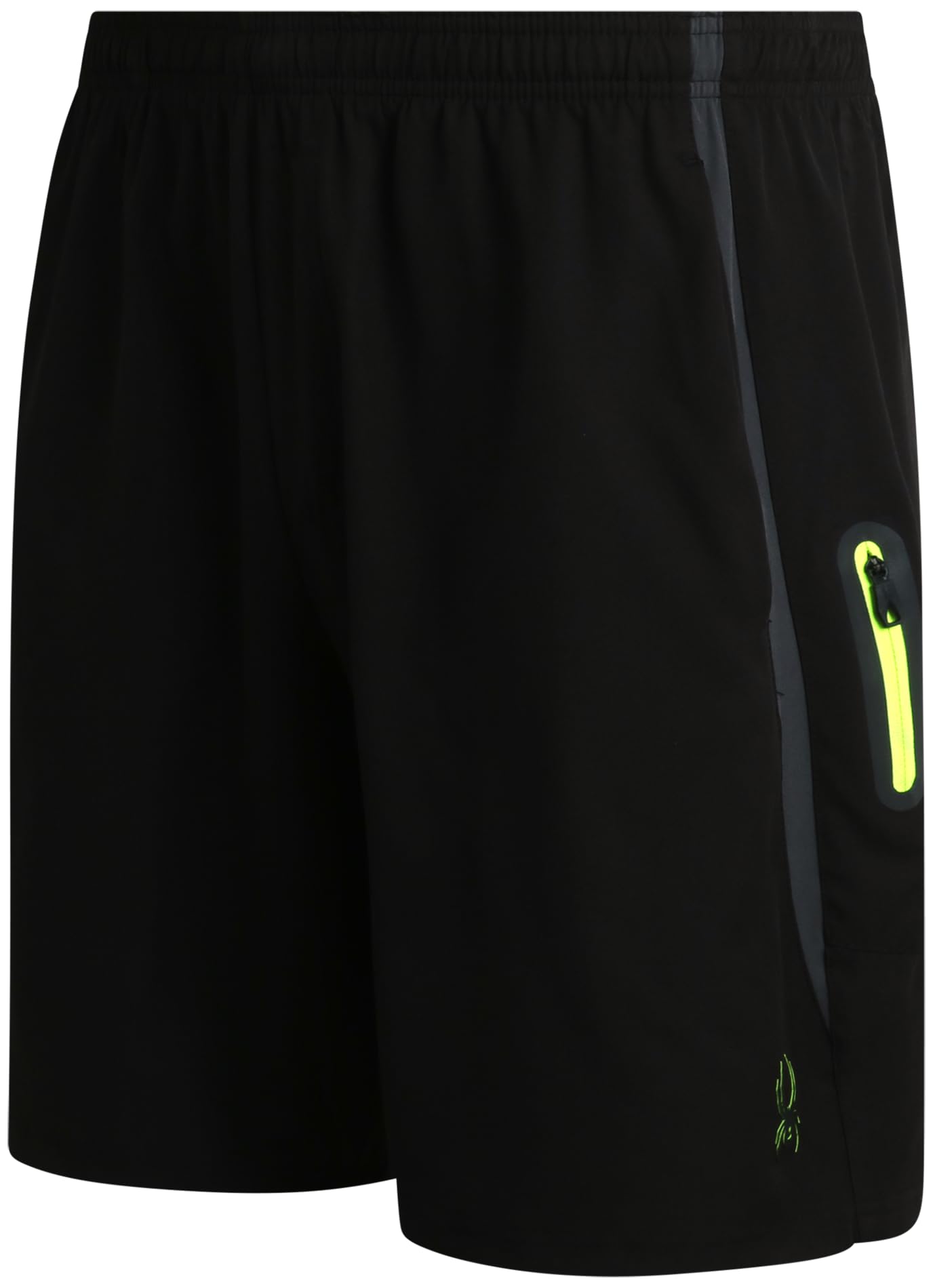 SpyderMen's Active Shorts - Athletic Performance Gym Shorts with Mesh Liner - 8" Inseam Running Shorts, Zip Pockets (S-XL)