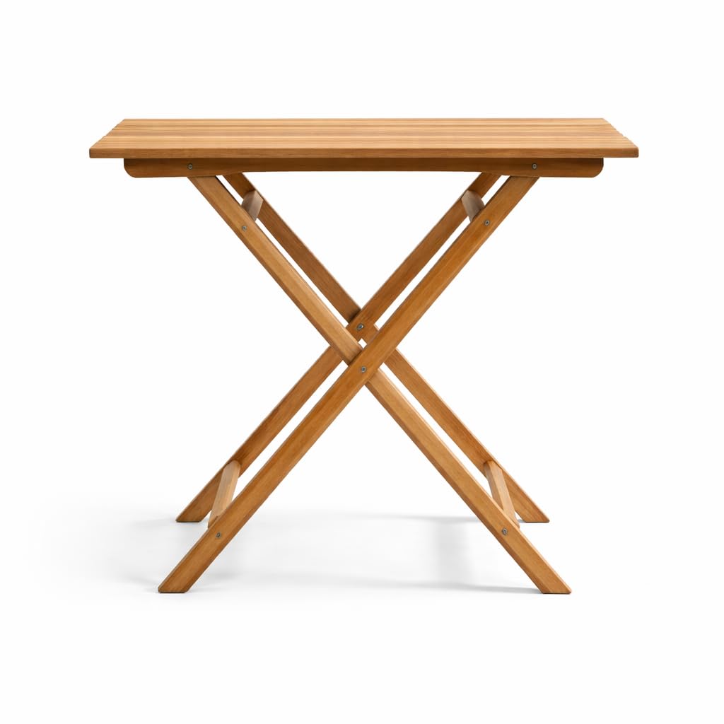 Tavolo Pieghevole Burraco 80×80 cm in Teak | Tavolo Salvaspazio da Giardino per 4 persone | Certificato FSC