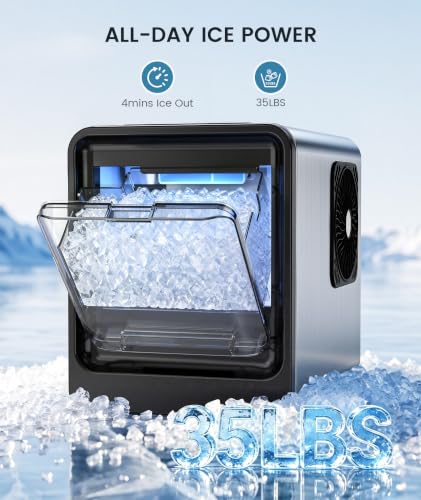 Image of Electactic Nugget Ice Maker Countertop, Ready in 4 Mins, 35Lbs /24H