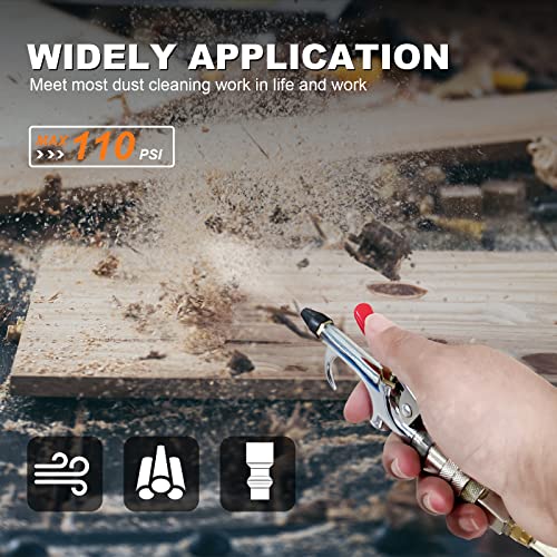 SARDVISA 2-Way Connection Air Nozzle Blow Gun, Rubber Tip Air Nozzle with 1/4 in Standard Quick Fitting, Air Compressor Accessories Air Blower Gun for Air Inflation and Dedusting