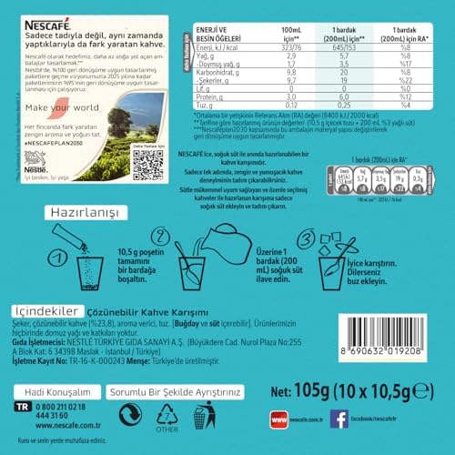 NESCAFÉ Ice Original Çözünebilir Kahve Karışımı 10'lu Paket, 10 x 10.5 g - Görsel 3