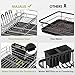 MAJALiS Dish Drying Rack with Drainboard Set, Large Dish Drainers for Kitchen Counter, Rust-Proof Drying Rack with Utensil Holder and Dryer Mat, Kitchen Dish Strainer Rack (Grey - One Tier)