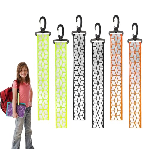 Etiquetas reflectantes visibles - colgante de llavero reflectante de nylon | Colgantes reflectores de seguridad | Construcción flexible para mochila, hebilla de fijación segura, forma compacta