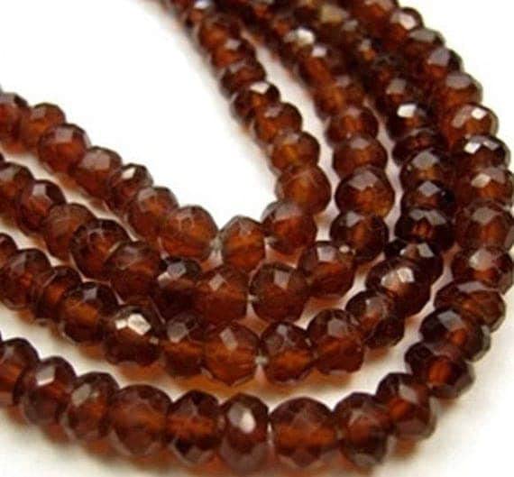 Perles hessonite en pierres gemmes rondelles facettées haut de gamme pour joaillerie artisanale