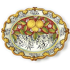 CERAMICHE D’ARTE PARRINI – Italian Ceramic Serving Tray Bowl Plate Art Pottery Hand Painted Lemons Made in ITALY Tuscan