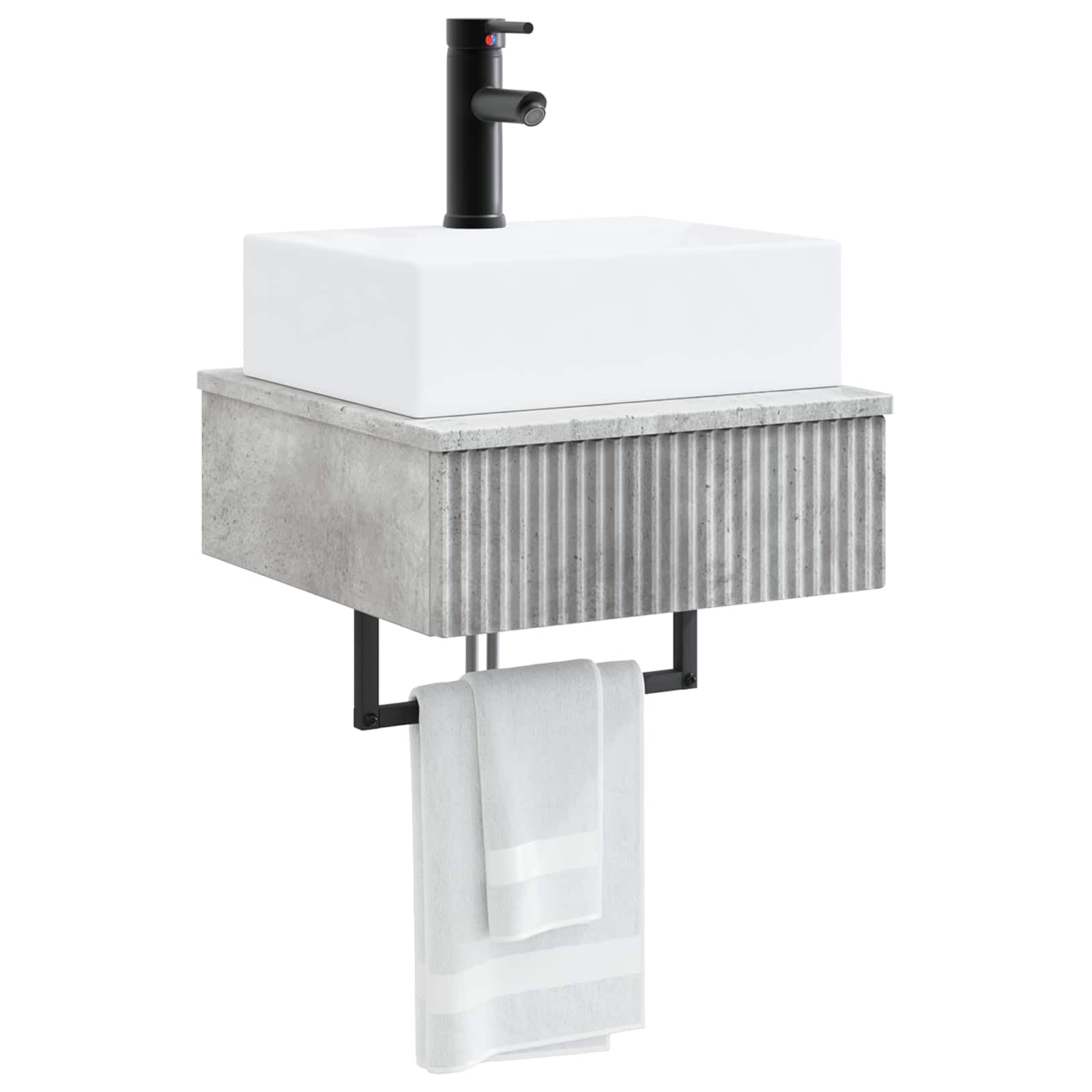 Lavabo mural gris béton 40 x 41 x 39 cm