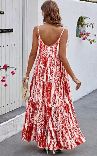 Image of PRETTYGARDEN Women Summer Dresses 2026 Spaghetti Strap Scoop Neck Floral Maxi Dress Flowy Boho Long Sundress with Pockets