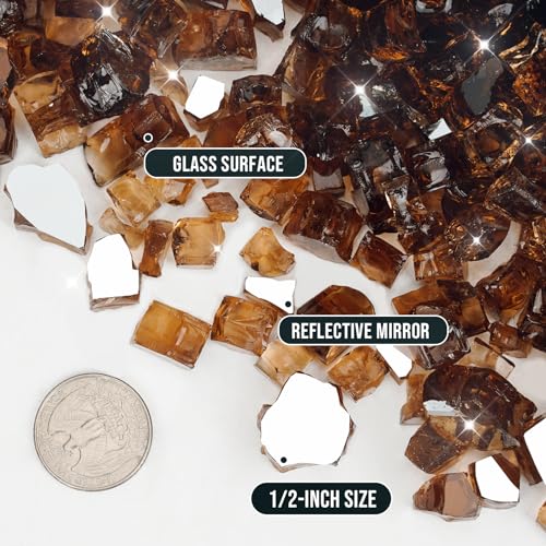 Image of Skyflame 15-Pounds Fire Glass, 1 /2-Inch High Luster Copper Reflective Fire Glass for Gas Fireplace, Fire Pit and Landscaping