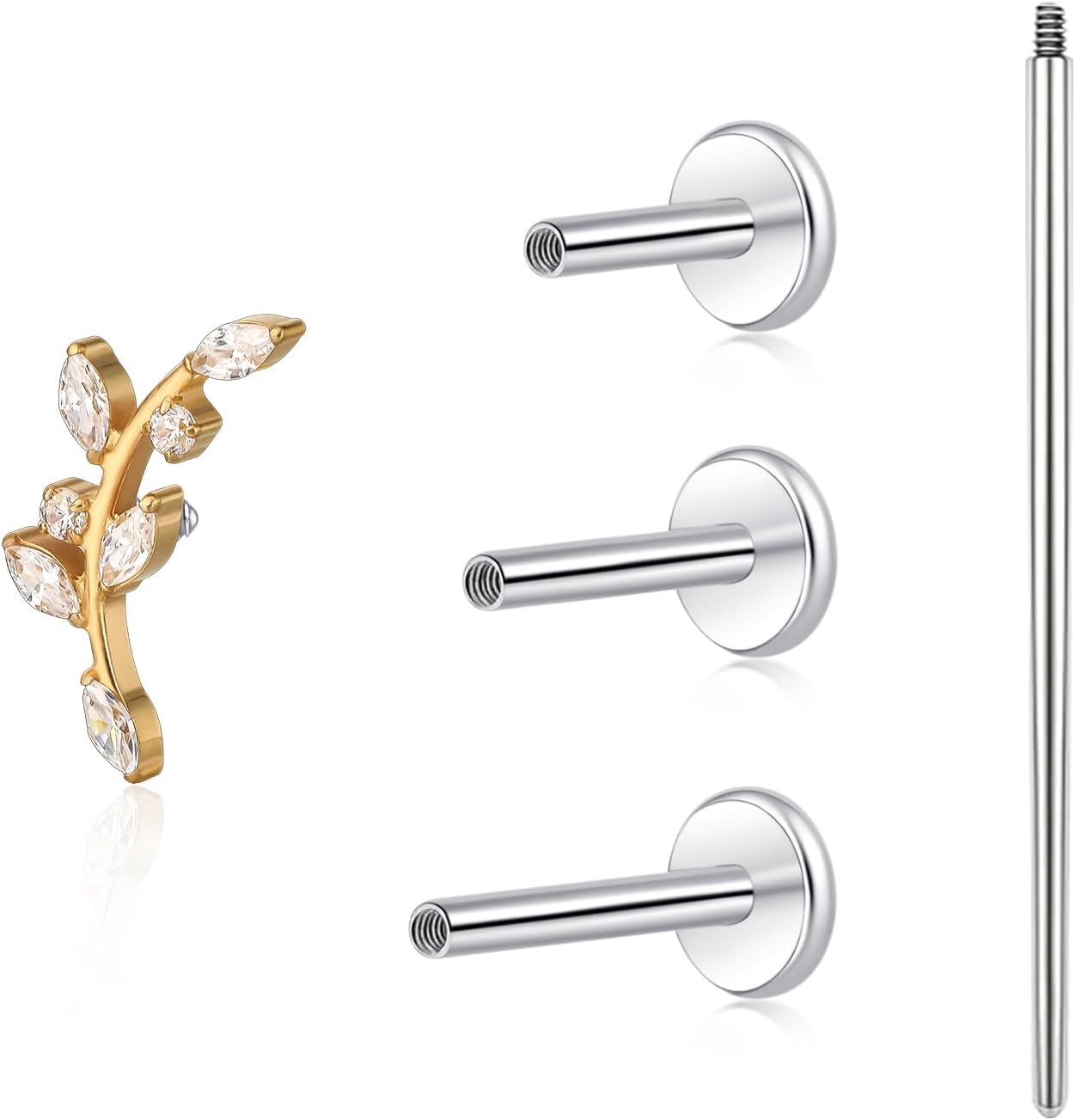 limerencia F136 Hypoallergenic Titanium 18G Internal Thread Piercing Jewelry,6mm 8mm 10mm G23 Flat Back Stud Earring for Women Men Tragus Cartilage Helix Conch Medusa Nose(1PC)