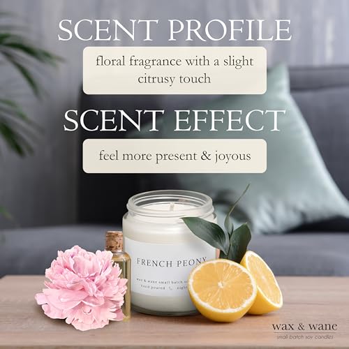 Wax & Wane Candles Wax & Wane French Peony Modern 8Oz Handmade Candle For Men And Women thumb #1