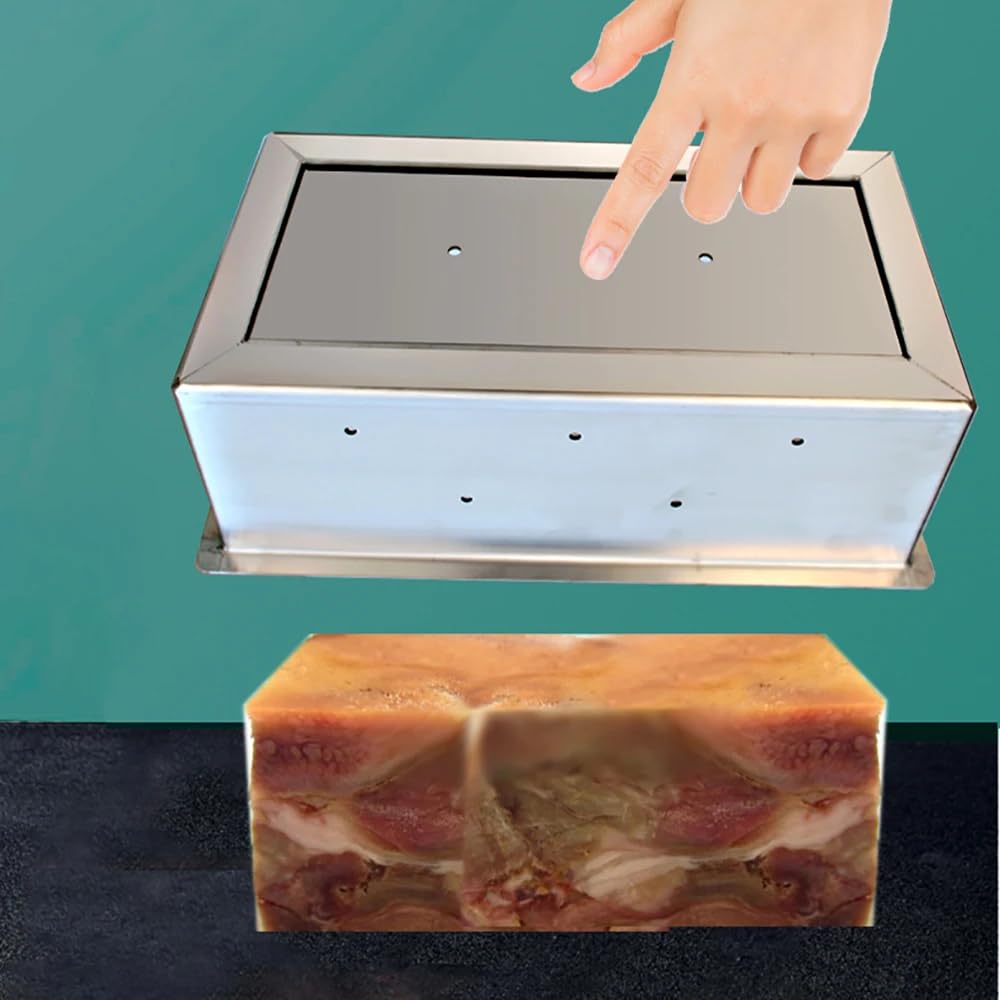 Herramienta de Prensado de Carne 1kg, Caja de Herramientas para Prensado de Carne de Jamón, Rollos de Carne de Res/Carne Cocida/Congelada, Herramienta de Formación de Acero Inoxidable 200x100x70mm