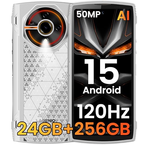 LAGENIO Panther 2 Pro Smartphone Portable Incassable, 24GO+256GO/1To TF Android 15 Téléphone Débloqué 4G, 50MP+8MP, 6.7