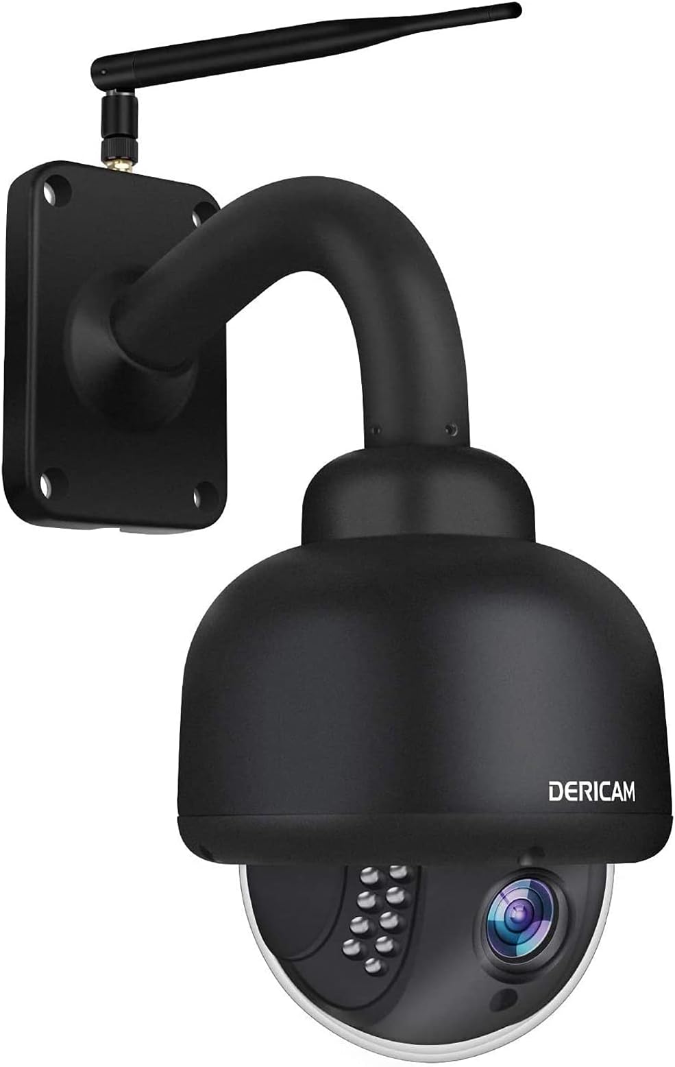 Dericam Outdoor WiFi Security Camera, Wireless PTZ Camera, HD 1080P, 4X Optical Zoom, Auto Focus, Night Vision, Motion Detection, Pre-Installed 32GB Memory Card, Black