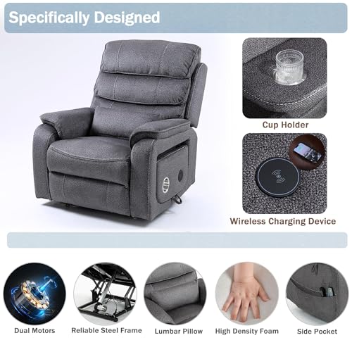 Sillón eléctrico reclinable con masaje color cuero miniatura 3