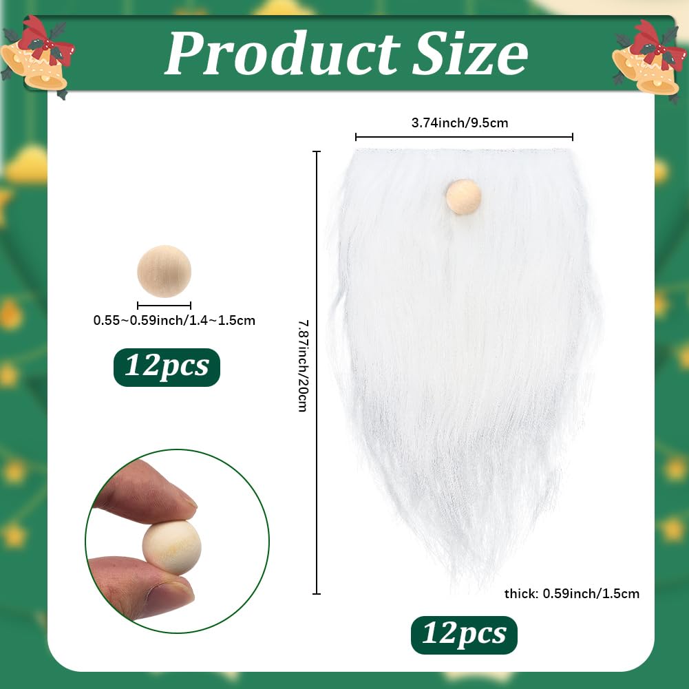 SOFPLATE 12 Sets Gnomes Beard Kit Bulk Pre Cut Gnome Beards and Noses White Faux Fur Fabric Unfinished Wood Balls Christmas Decorations for DIY Crafts Party Halloween Easter Festival Home Ornaments - Image 2