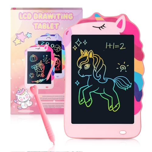 Unicorn Toys LCD Writing Tablet for Girls Kids,Colorful Toddler Drawing Tablet for Educational Baby Girl, Doodle Board Pad Toy for 3 4 5 6-12 Years Old Kid Birthday Party School, 8.5 Inch Pink