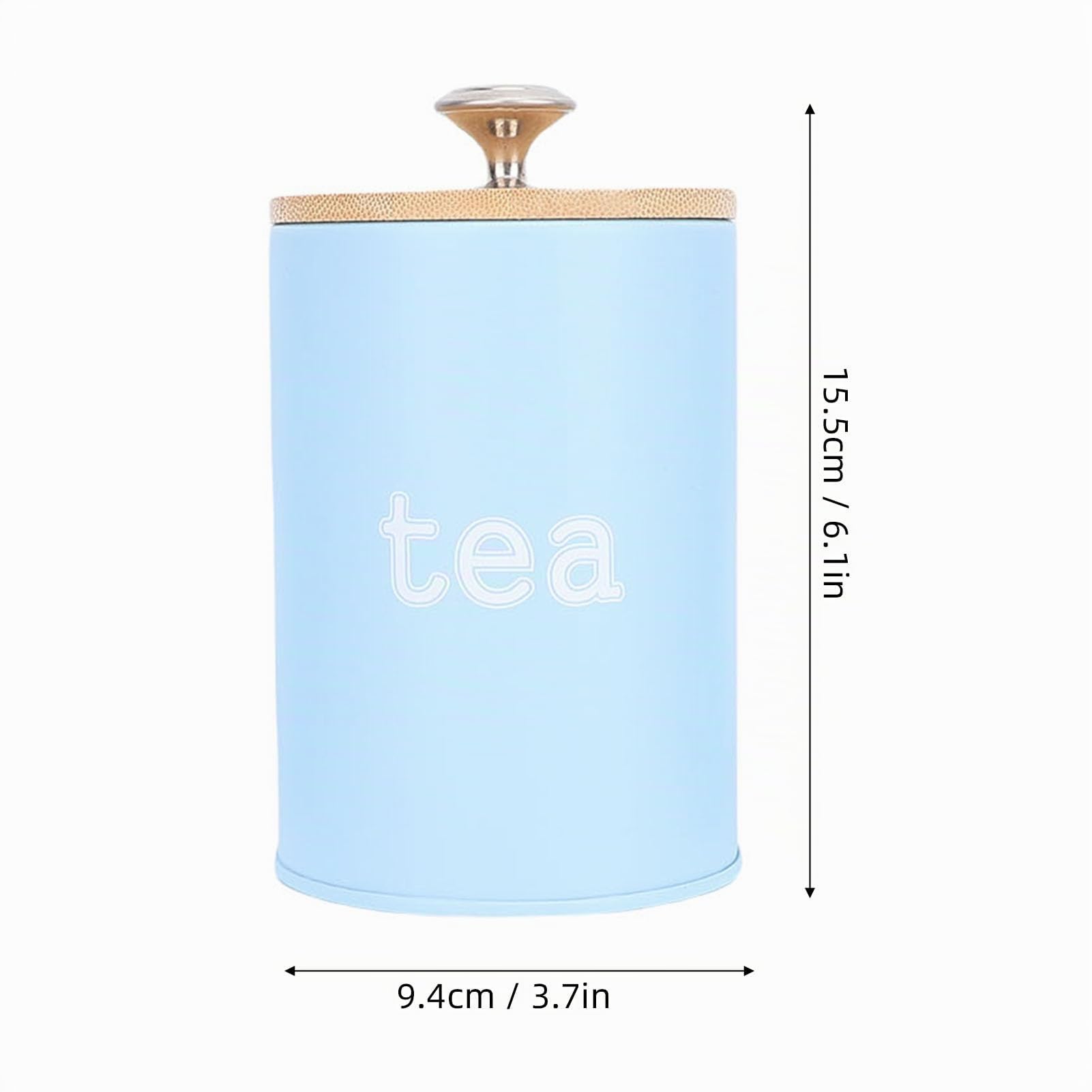 3 Contenitori in Metallo Stile Vintage, Barattoli Ermetici da, con Coperchi in Legno, Contenitori in Ferro, per tè, caffè, Zucchero (BLUE)