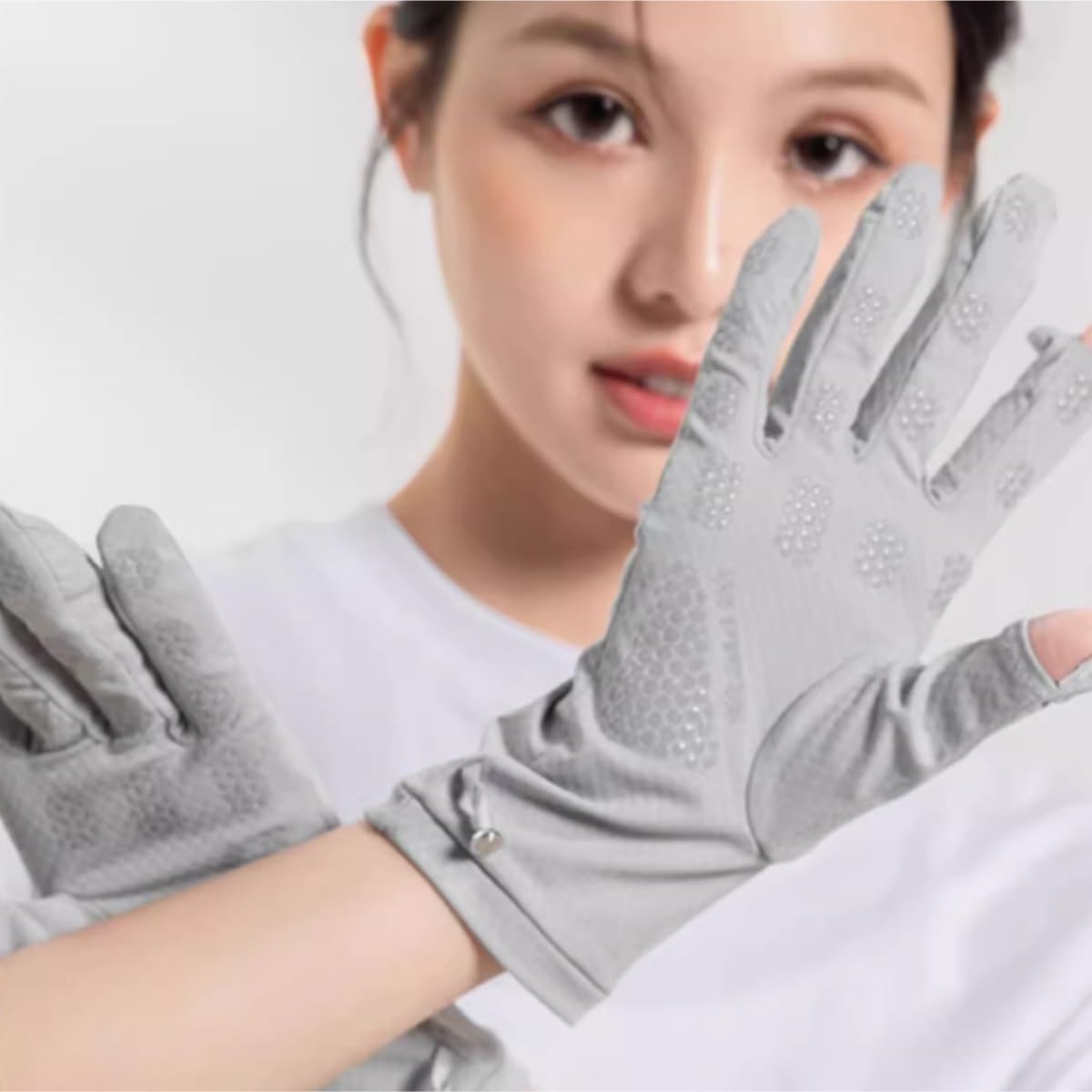 Breathable and Lightweight Two Finger Touch Screen for Summer Women Riding and Running Wearing Thin Ice Silk Gloves Unisex
