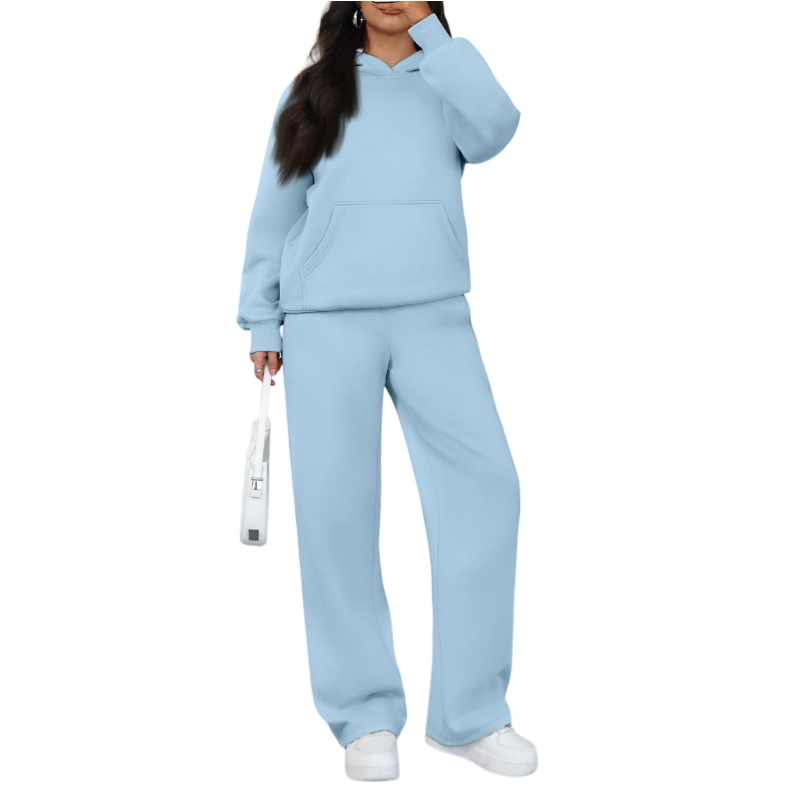Lounge Sets for Women Baggy Hoodie and Sweatpants Set Casual 2 Piece Sweatsuits Fleece Winter Comfy Loungewear