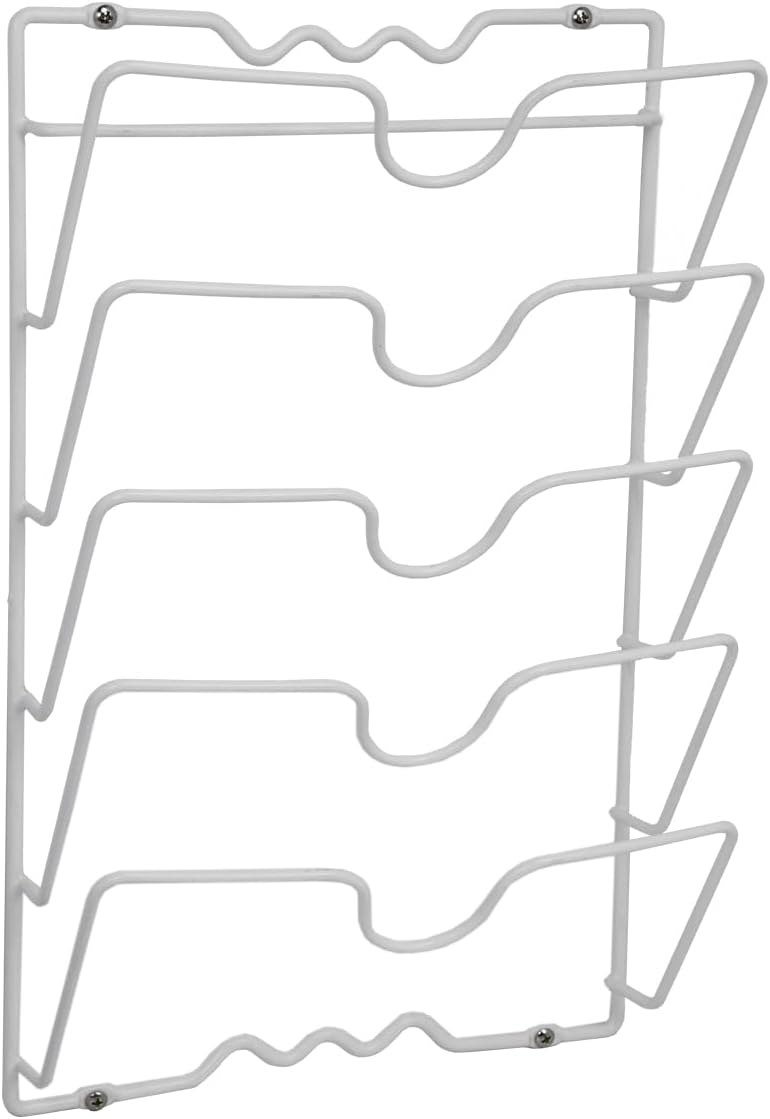 Home Basics SS44784 Wall or Cabinet Mound Lid Rack, One Size, White