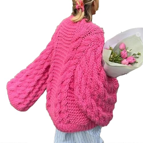 Women's Oversized Cable Knit Sweater Tops Loose Long Sleeves Crewneck Chunky Slouchy Baggy Pullover Sweaters