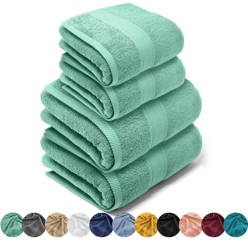 Lebengood-Juego De Toallas Baño, Algodón Premium, 550gsm, 2 De Lavabo, 2 De Ducha, Extra Suaves, Absorbentes Y Resistentes. 2 50x90 2 70x130 Aqua Lebengood-Juego De Toallas Baño, Algodón Premium, 550gsm, 2 De Lavabo, 2 De Ducha, Extra Suaves, Absorbentes Y Resistentes. 2 50x90 2 70x130 Aqua