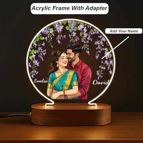 Image of PRINT BHARAT Acrylic Customized Name LED Lamp Personalized Night Light with Name Custom Gift for Birthday Anniversary Home Decor for Men Birthday Kids Friend Return Gift Kids (Circle Lamp)
