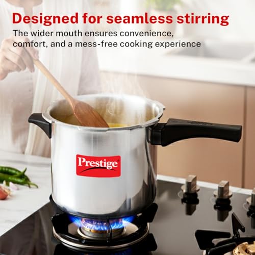 Image of Prestige 12 Litre Aluminium Popular Outerlid Pressure Cooker | Virgin Aluminium| Gas Compatible|Controlled Gasket Release System|5 years warranty|ISI Certified