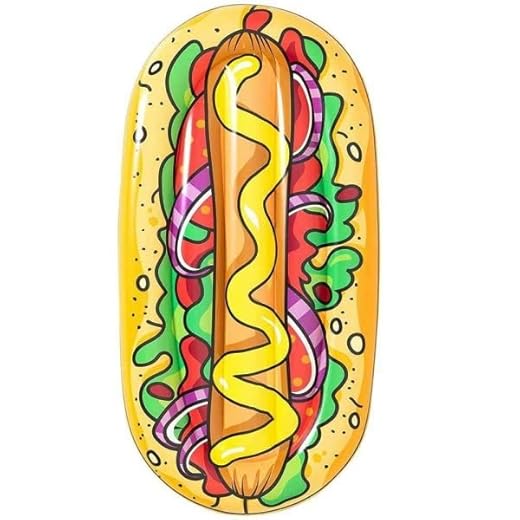 Materassino Isola Gonfiabile Stampa Hot Dog Pvc Mare Piscina 190 X 109 Cm