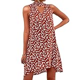 Cuque Vestido con estampado floral, con dobladillo cruzado, vestido halter para ir de compras, rojo, M