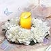 DIYDOFUN Artificial Flower Candle Rings - 6 Inch Inner Rose Floral Wreaths with Butterflies for Wedding Bridal Event Table Centerpieces Backdrop Decorations (Ivory, 6 X Candle Rings)