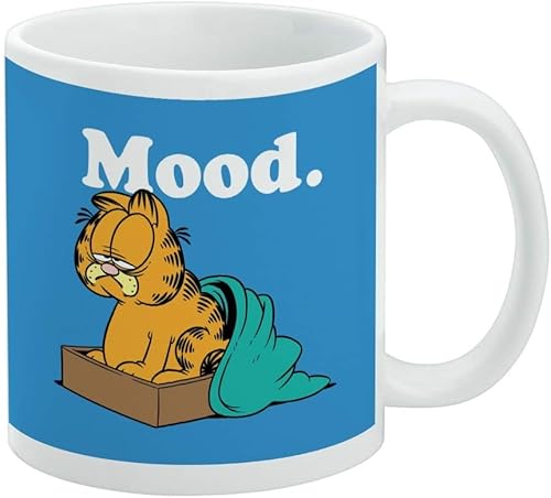 Garfield Mood - Taza de café de cerámica, tazas de regalo novedosas para café, té y bebidas calientes, 11 onzas, color blanco